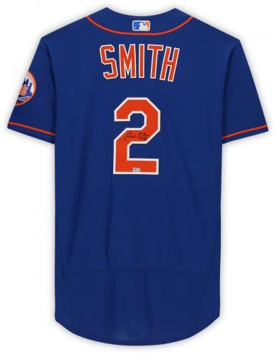 Dominic Smith New York Mets Autogramm blau Nike Authentic Trikot - Bild 3 von 5