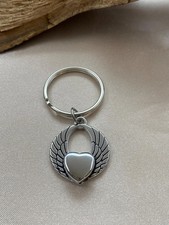 Angel Wings Heart Cremation Keychain Memorial Urn for Ashes Stainless Steel