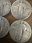 1925 25C STANDING LIBERTY SILVER QUARTER Lot Of 4 Coins Free Shipping