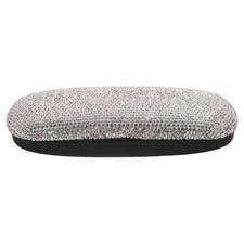 Durable Rhinestone Protective Sunglasses Case with Soft Lining White