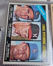 1966 Topps #223 NL Pitching Leaders Sandy Koufax / Drysdale / Cloninger
