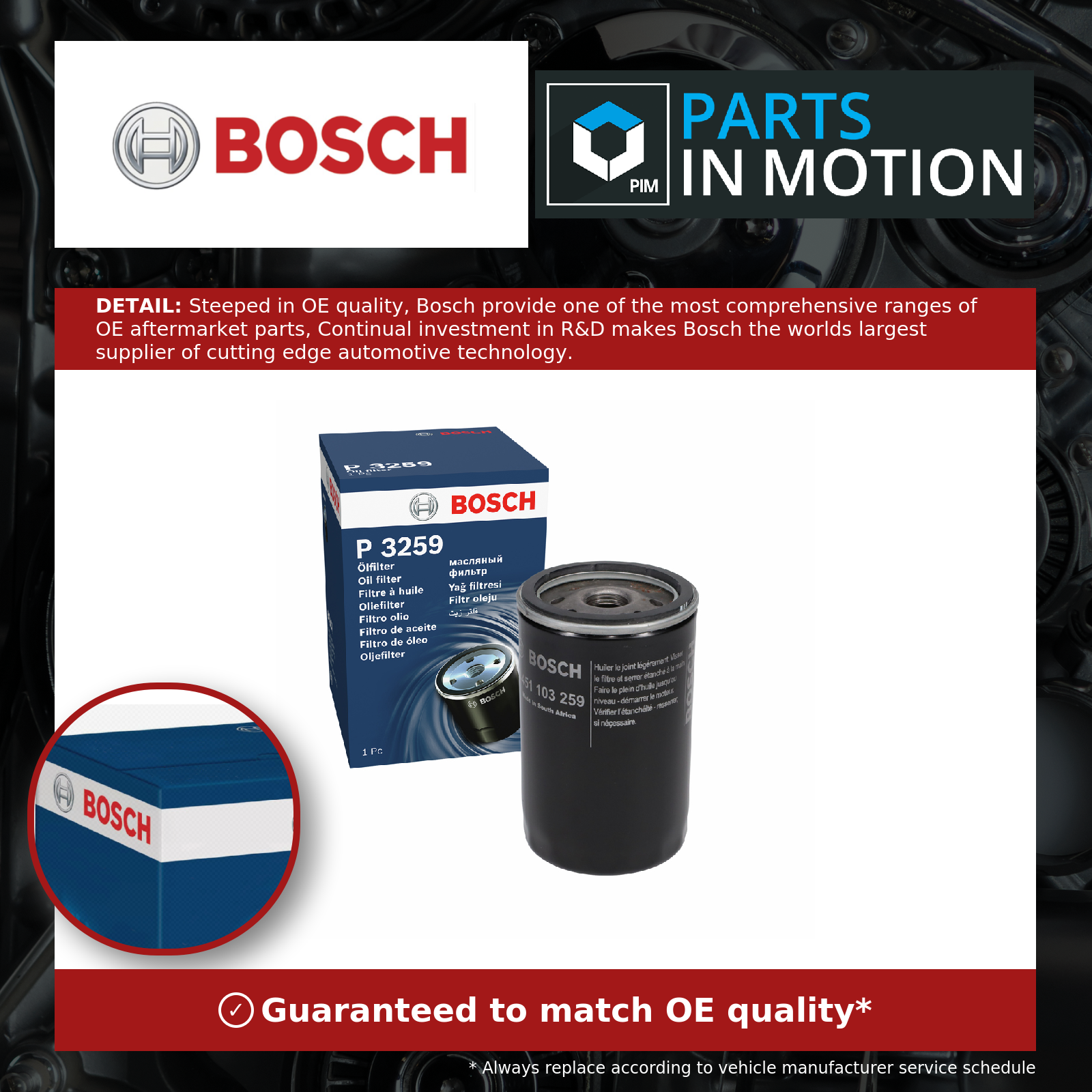Bosch Oil Filter 0 451 103 259 for Ford Fiesta V Van 02-10 - Image 4