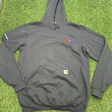 Carhartt Hoodie Mens Medium M Black Embroidered Pullover Cotton
