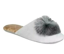 INC International Concepts INC Tassel Pom Pom Slippers, Gray, Sz. XL