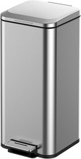 30L Stainless Steel Trash Can with Soft-Close Lid  Foot Pedal for Home Use