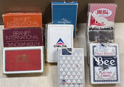 Vintage Playing Cards Lot Airline Casino Advertising Braniff Delta United Bee