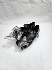Mini Melissa Ultragirl Sweet Jelly Mary Jane Shoes Kids 9 Black Silver Bow