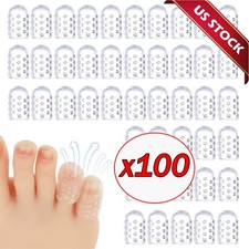 100 Pcs Clear Silicone Toe Protectors, Breathable and Anti-Friction Toe Covers