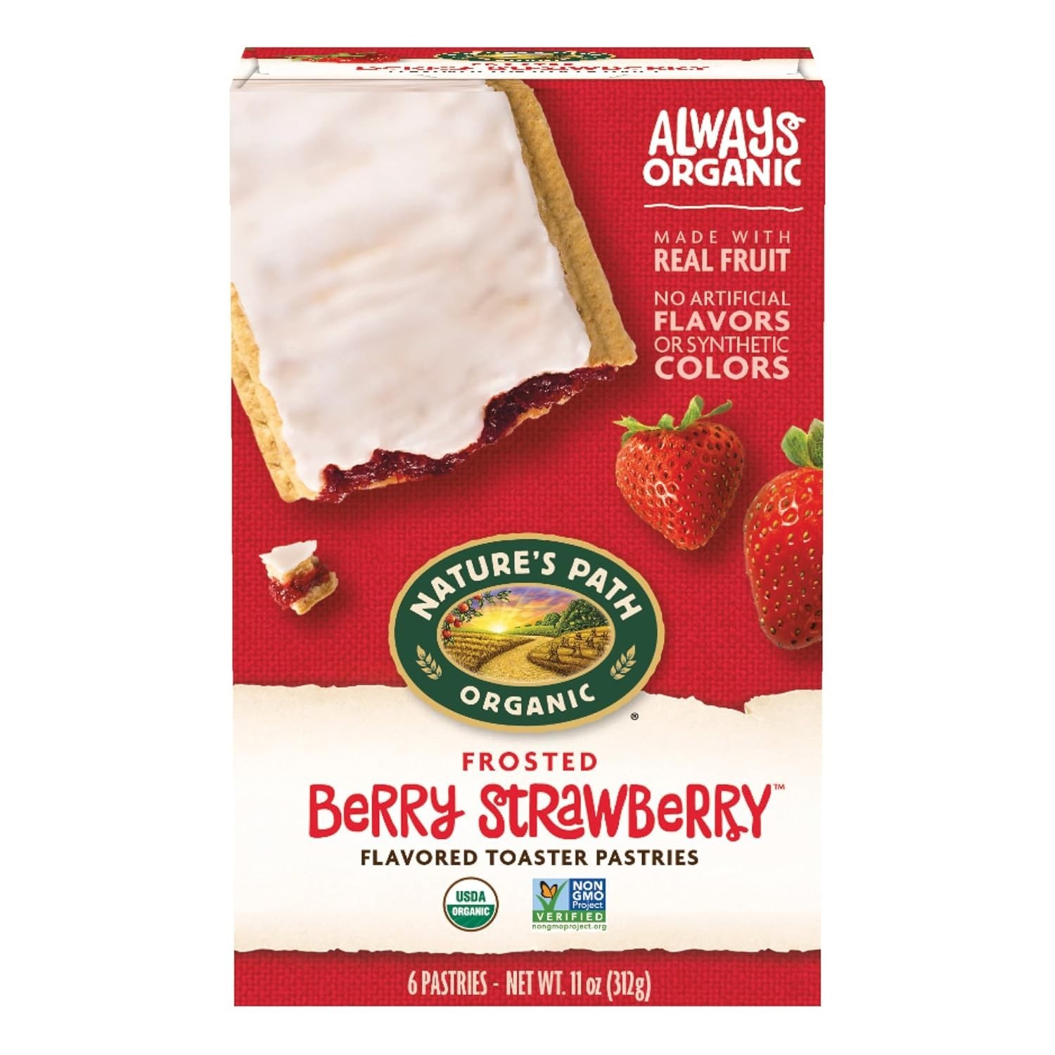 4PK-Nature's Path Organic Toaster Berry Strawberry Pastries 11oz EXP-25 Dec,2025
