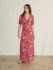 NWT Faherty Sorrento Majorca Women’s SMALL Floral Maxi Dress Puff Short Sleeve