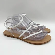 RAYE x Revolve Void Strappy Ankle Wrap Thong Sandal in White Size 8.5 Minimalist
