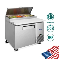 44" Commercial Pizza/Sandwich Prep Table Refrigerator, Stainless Steel, 11Cu.ft,