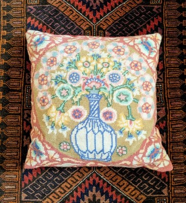 VINTAGE EHRMAN KAFFE FASSETT KAUKASISCHE BLUME GOBELIN KISSEN