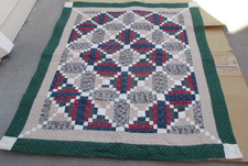 Quilted Patchwork Log Cabin Quilt Hand Sewn 57" x 47"