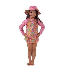 UV Skinz Boys Girls Swim Set Pink Multicolor 3-Piece Dinosaur Shirt Bottoms Hat