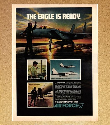 US Air Force F-15 Eagle Jet Fighter Plane READY - Magazine Print Ads Poster 1978