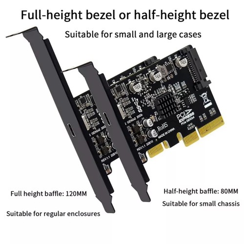 PCIE to Type-C USB 3.2 Gen 2X2 20Gbps ASM3242 Expansion Card Accessories - Afbeelding 8 van 15