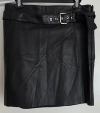 NWT Express Women's Mini Skirt Size 12 Black Faux Leather Biker Moto