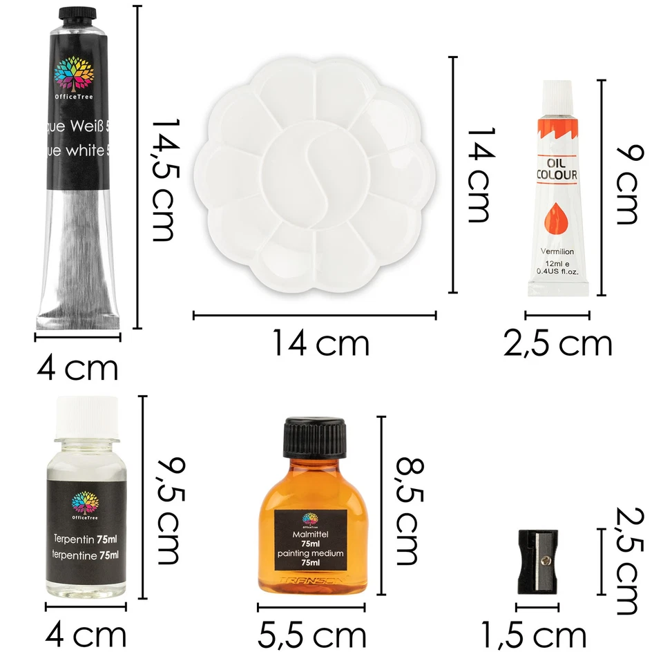 24 x 12ml Ölfarben Set mit Pinsel und Palette Oil Paint Set inklusive Zubehör - Bild 2 von 4