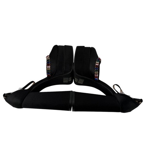 Moda Nova Aloyse platform tacco grosso gioiello arcobaleno taglia 8,5 raso nero - Foto 9 di 11