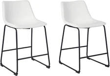 Centiar Modern Faux Leather 23.75" Counter Height Bucket Seat Barstool, Set of 2