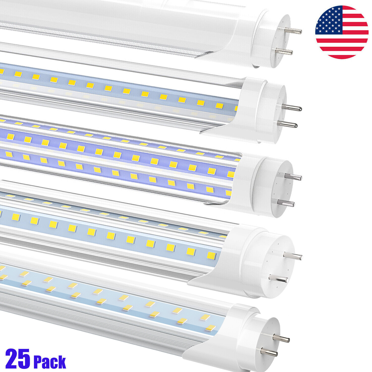 25 Pack T8 4FT LED Tube Light Bulbs 22W 28W 60W G13 LED Shop Lights 5000K~6500K