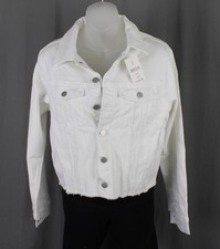 Dl1961 Nwt Women's White Button Close Long Sleeve Distressed Denim Jacket Small