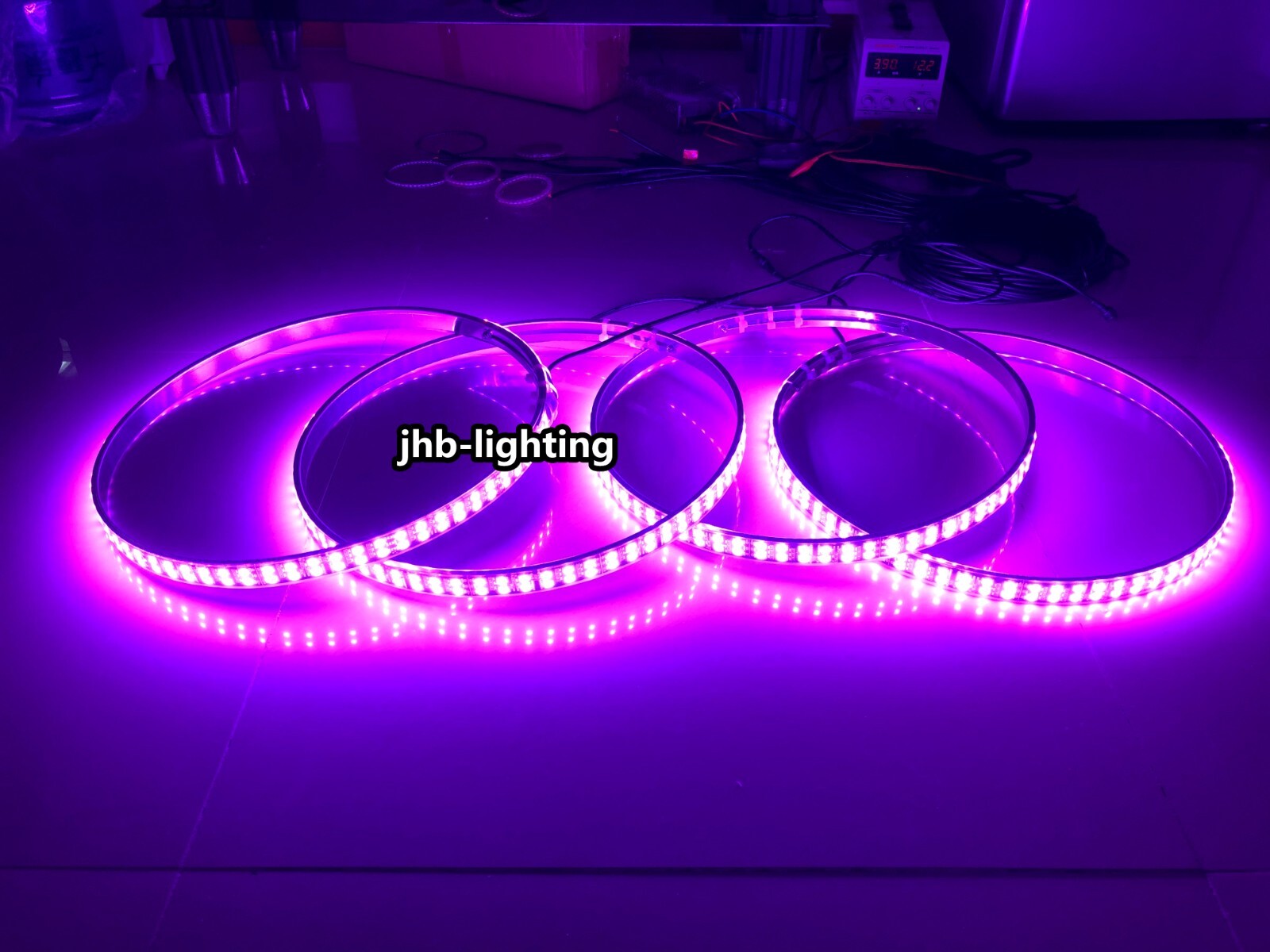 JHB 4x 17.5"Multicolor DOUBLE ROW CHASING Flow LED Trucks Wheel Rings Rim Lights