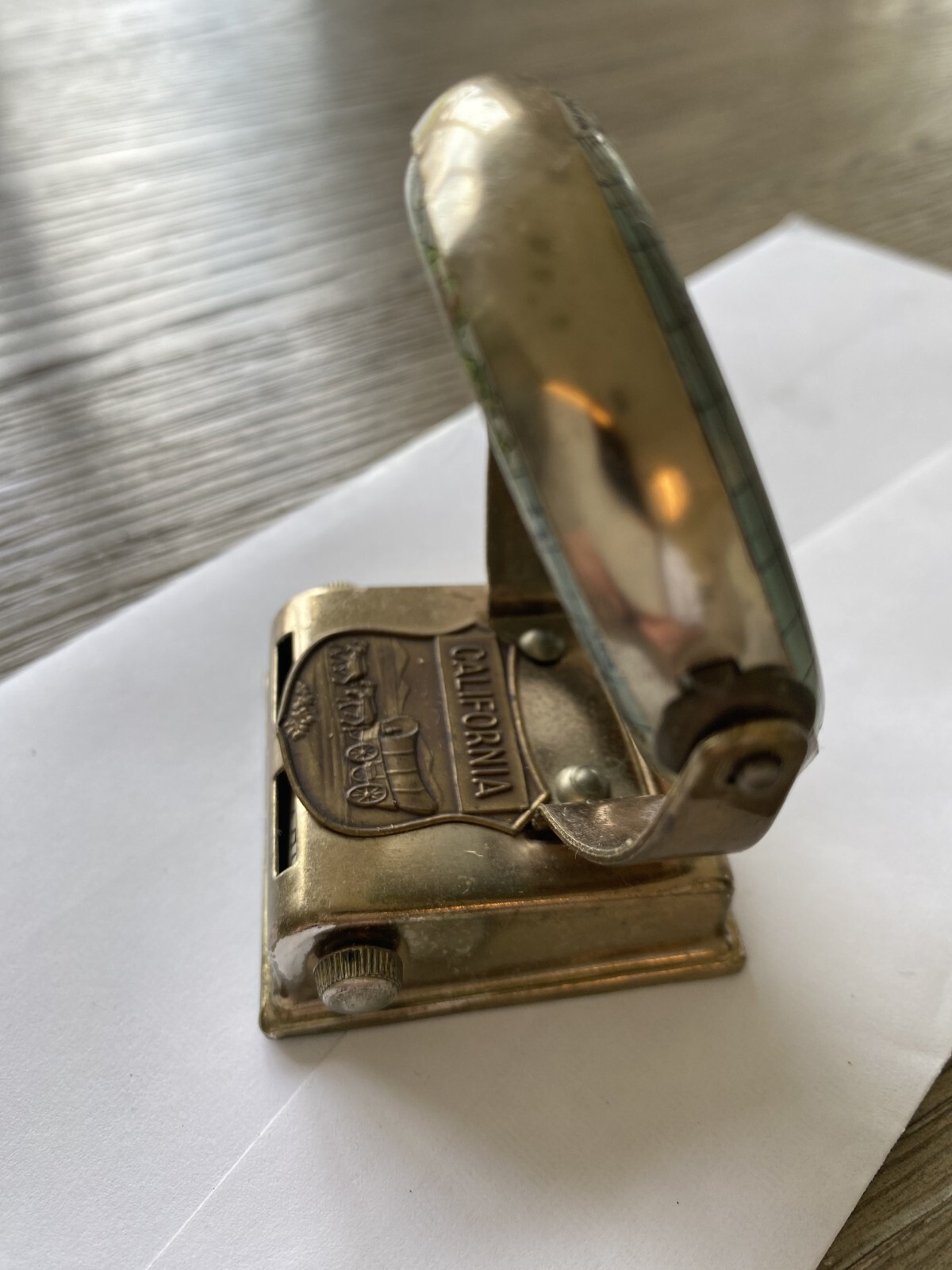 VTG OLD WORLD FLIP MONTH/DAY PERPETUAL DESK CALENDAR-CALIFORNIA WAGON W/HORSES