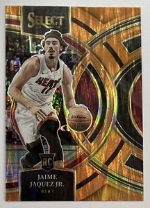 2023-24 Panini Select #102 Jaime Jaquez Jr. Premier Orange Flash Prizm Heat RC