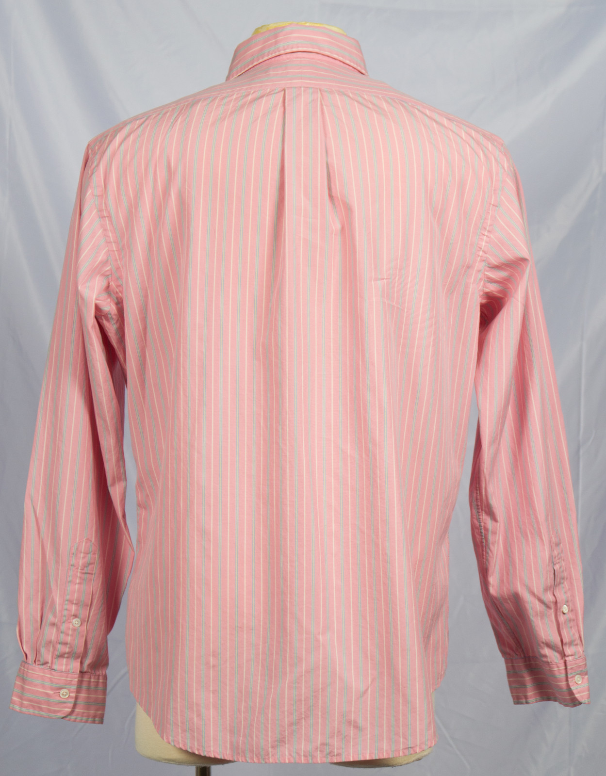 Camicia uomo Ralph Lauren con bottoni taglia XL rosa a righe manica lunga verde pony