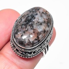 Natural Dendritic Opal Gemstone 925 Sterling Silver Jewelry Ring Size 6 US