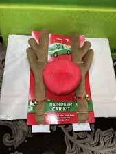 Antlers And Red Nose Reindeer Decoration for Car Christmas Auto Holiday Rudolph