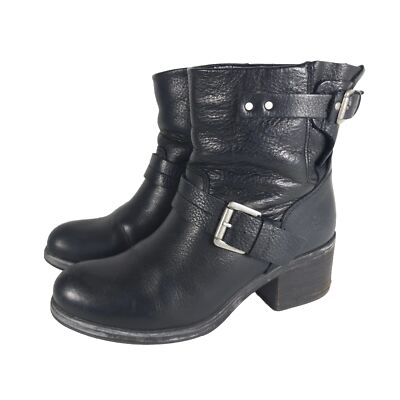 Bull Boxer Women s US 6,5 EU 37 Black Leather Pull On Riding Boots Booties