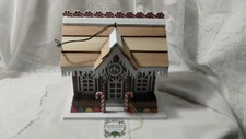 HB Home Bazaar GINGERBREAD BIRDHOUSE Peppermint Candy Canes Wood bird house NEW