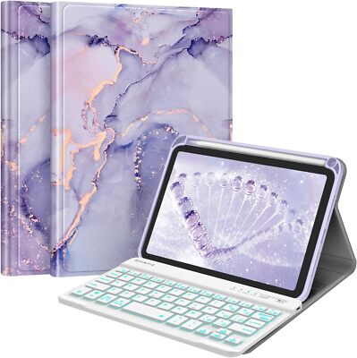 [7 Color Backlit] Keyboard Case for iPad Mini 6th Generation Soft TPU Back Cover
