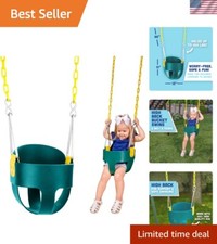 High Back Full Bucket Toddler Swing - Safe Playtime in Vibrant Green