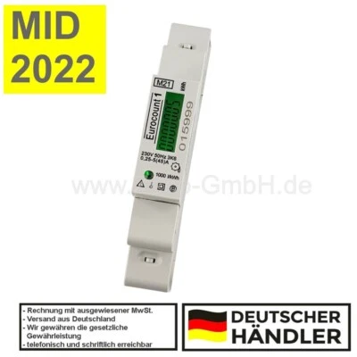 EUROCOUNT / SCHELLCOUNT Stromzähler für Abrechnung *MID 2022* S0 45 A Hutschiene 1TE GEEICHT