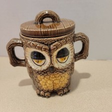 Vintage Double Sided Sleepy Owl Sugar Bowl