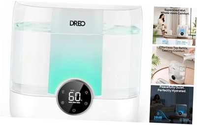  Top Fill Humidifiers for Bedroom, 60H Runtime, 28 dB Quiet Supersized 6L White