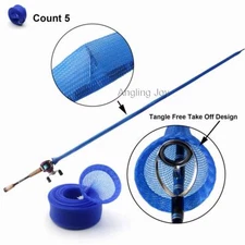 5 Pieces Blue Casting Fishing Rod Jacket Cover Sleeve Pole Glove Sock