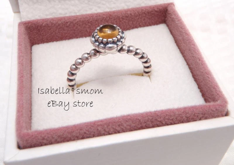 Dræbte Kontinent fysiker NOVEMBER BIRTHDAY BLOOM Genuine PANDORA Yellow CITRINE GOLD Ring 190854CIG  7~54 | eBay