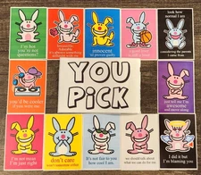 IT's HAPPY BUNNY Series 6 Vending Machine Stickers YOU PICK Jim Benton 2009 y2k