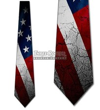 Distressed US Flag Neckties Mens Patriotic American Tie Memorial Day Ties NWT