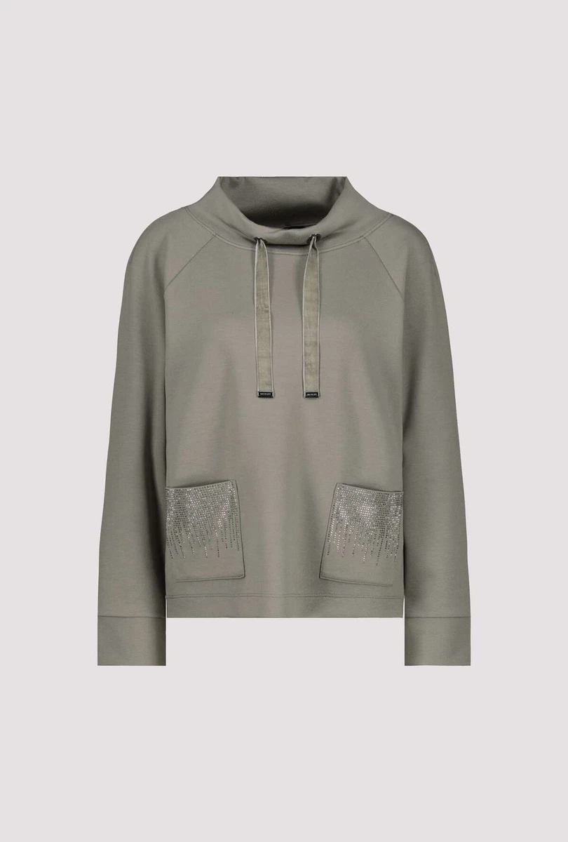 Monari - Damen Langarm Sweatshirt mit geschmückten Taschen (807680 