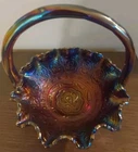 VTG Fenton Iridescent Amethyst Carnival “Persian Medallion” Basket MINT
