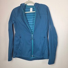 Mondetta Women Teal Blue Full Zip Hooded Activewear Jacket Medium CA14442