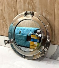 24" Antique Finish Aluminum Porthole Nautical Handmade Wall Mirror Home Decor