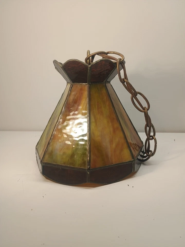 Lámpara de techo colgante estilo vitral Tiffany lámpara de bar de pub 7" Foto 3 de 4