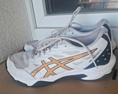 ASICS Gel-Rocket 11 Damen Sportschuhe Sneaker Weiß Gold Gr. 41,5